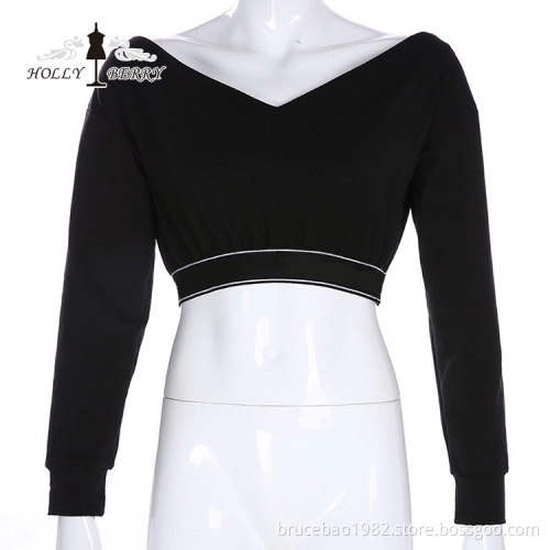 Different Models of Sexy Womens Tops Blouses Black V-neck